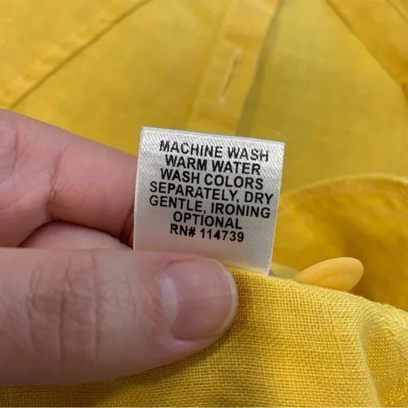 FLAX Women’s Lithuanian Linen Yellow Button Front Cardigan Lagenlook Size Small - Picture 10 of 12